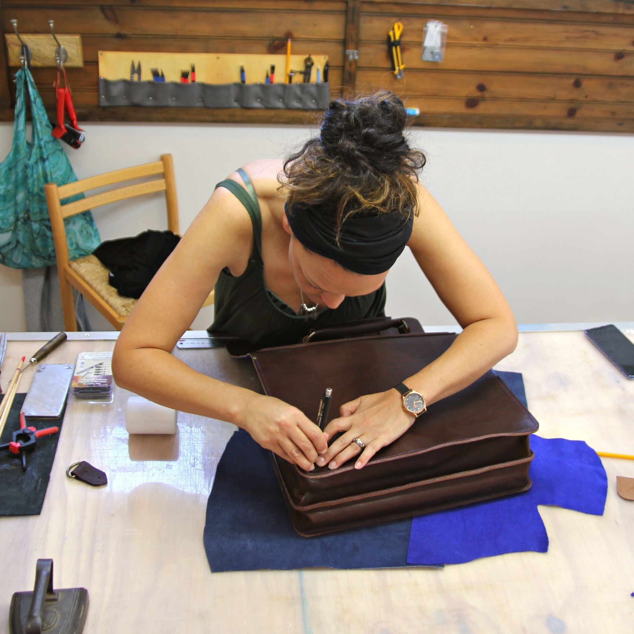 Leather School Bag made during leathercraft course.
